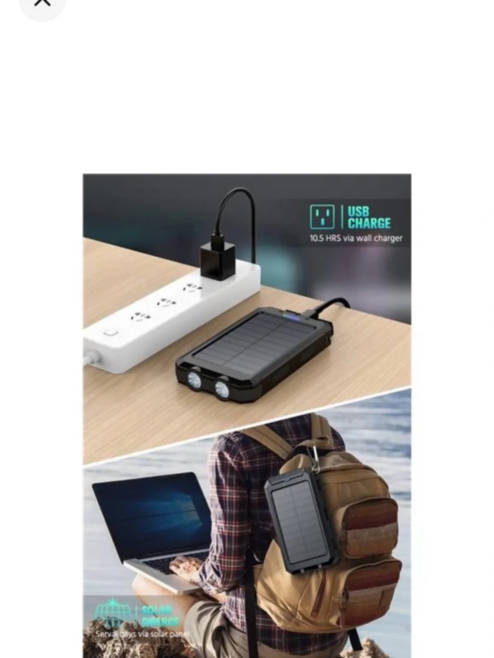 Solar Charger Power Bank, 38800mAh Portable Charger Fast Charger Waterproof